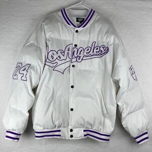 Skate Park Los Angeles Black Mamba Puffer Varsity Jacket White Purple Mens Large